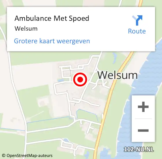 Locatie op kaart van de 112 melding: Ambulance Met Spoed Naar Welsum op 10 juli 2023 21:12