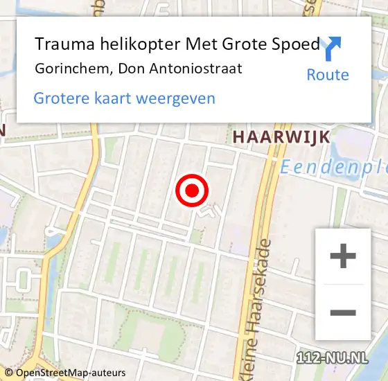 Locatie op kaart van de 112 melding: Trauma helikopter Met Grote Spoed Naar Gorinchem, Don Antoniostraat op 10 juli 2023 21:14