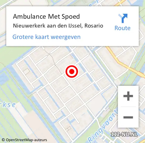 Locatie op kaart van de 112 melding: Ambulance Met Spoed Naar Nieuwerkerk aan den IJssel, Rosario op 10 juli 2023 21:20