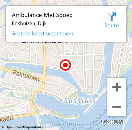 Locatie op kaart van de 112 melding: Ambulance Met Spoed Naar Enkhuizen, Dijk op 10 juli 2023 21:28