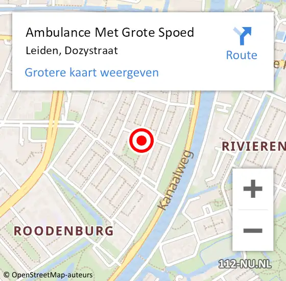 Locatie op kaart van de 112 melding: Ambulance Met Grote Spoed Naar Leiden, Dozystraat op 10 juli 2023 21:36