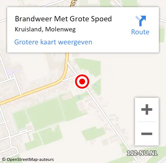 Locatie op kaart van de 112 melding: Brandweer Met Grote Spoed Naar Kruisland, Molenweg op 10 juli 2023 21:36