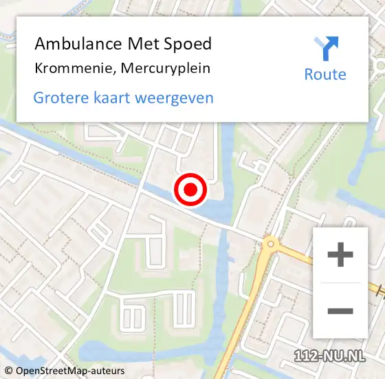 Locatie op kaart van de 112 melding: Ambulance Met Spoed Naar Krommenie, Mercuryplein op 10 juli 2023 22:09