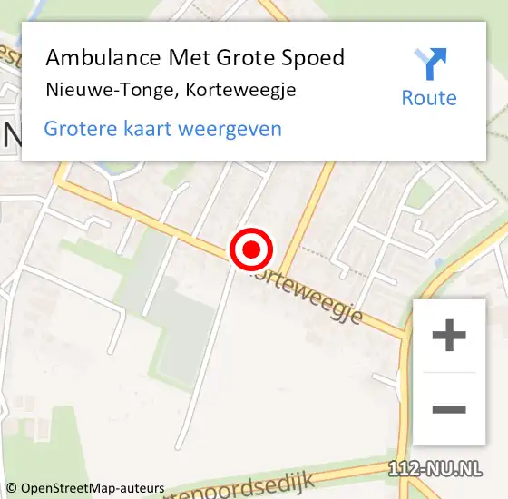 Locatie op kaart van de 112 melding: Ambulance Met Grote Spoed Naar Nieuwe-Tonge, Korteweegje op 10 juli 2023 22:44