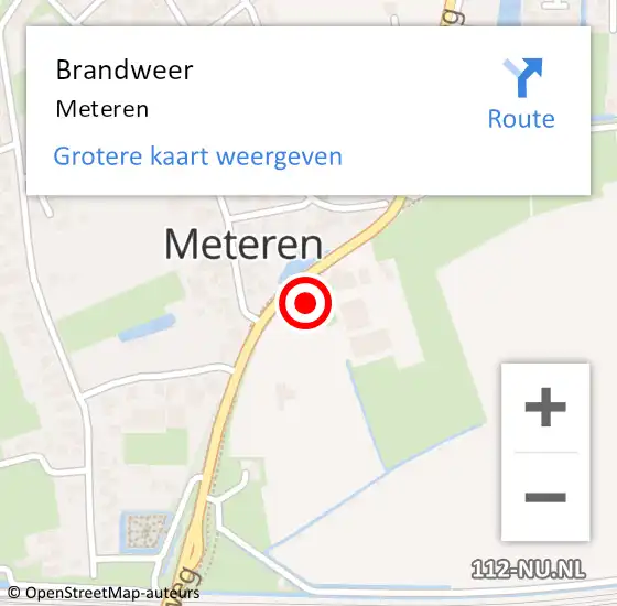 Locatie op kaart van de 112 melding: Brandweer Meteren op 10 juli 2023 22:51