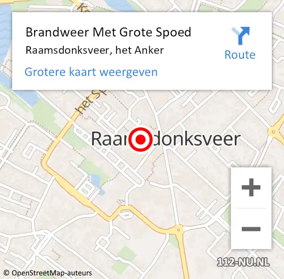 Locatie op kaart van de 112 melding: Brandweer Met Grote Spoed Naar Raamsdonksveer, het Anker op 10 juli 2023 22:52