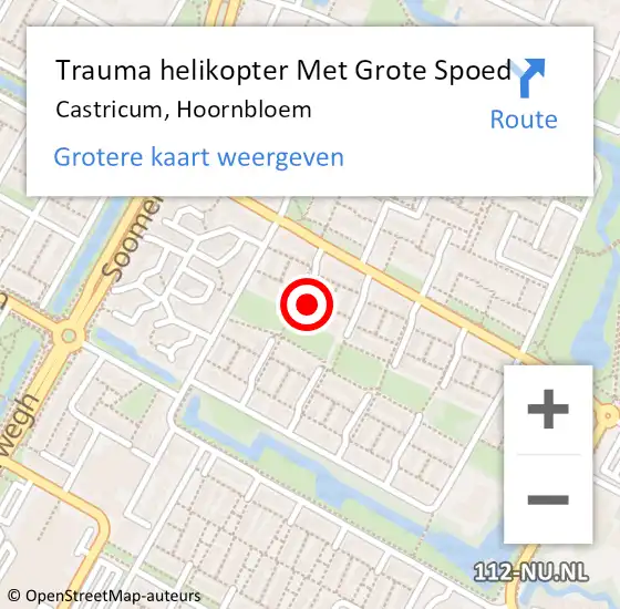 Locatie op kaart van de 112 melding: Trauma helikopter Met Grote Spoed Naar Castricum, Hoornbloem op 10 juli 2023 22:55