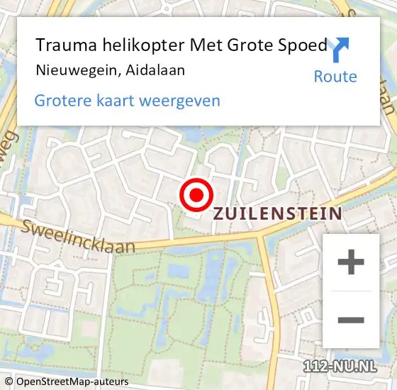 Locatie op kaart van de 112 melding: Trauma helikopter Met Grote Spoed Naar Nieuwegein, Aidalaan op 10 juli 2023 22:57