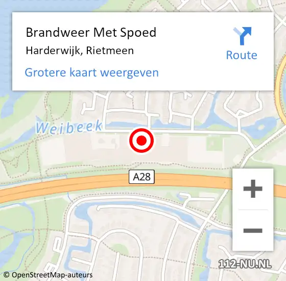 Locatie op kaart van de 112 melding: Brandweer Met Spoed Naar Harderwijk, Rietmeen op 10 juli 2023 23:03