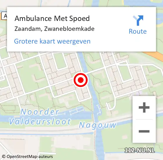 Locatie op kaart van de 112 melding: Ambulance Met Spoed Naar Zaandam, Zwanebloemkade op 10 juli 2023 23:44