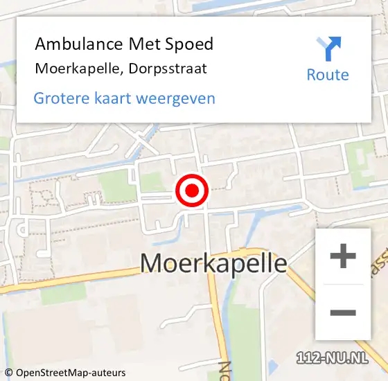 Locatie op kaart van de 112 melding: Ambulance Met Spoed Naar Moerkapelle, Dorpsstraat op 10 juli 2023 23:47