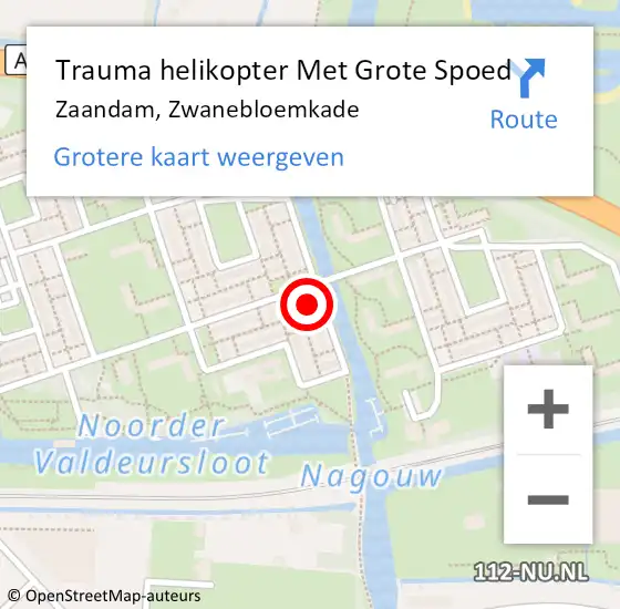 Locatie op kaart van de 112 melding: Trauma helikopter Met Grote Spoed Naar Zaandam, Zwanebloemkade op 10 juli 2023 23:50