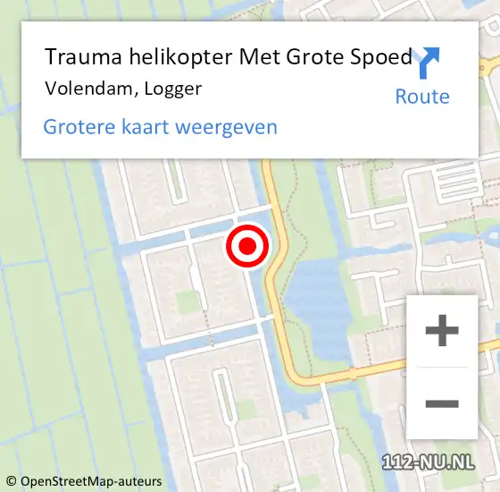 Locatie op kaart van de 112 melding: Trauma helikopter Met Grote Spoed Naar Volendam, Logger op 11 juli 2023 00:09
