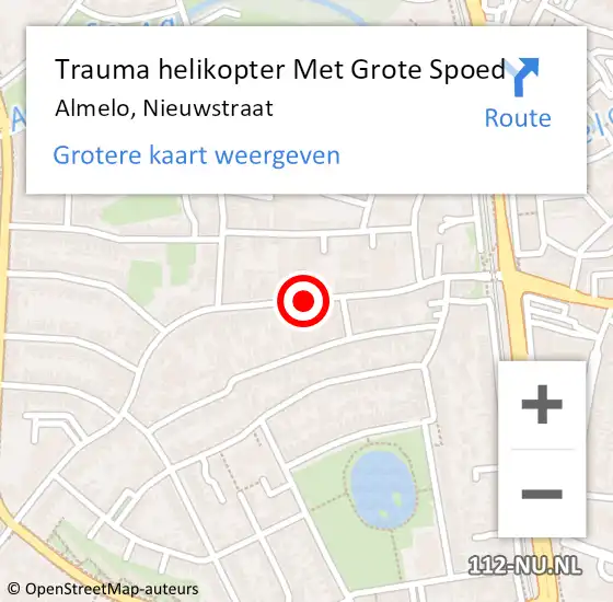 Locatie op kaart van de 112 melding: Trauma helikopter Met Grote Spoed Naar Almelo, Nieuwstraat op 11 juli 2023 00:17