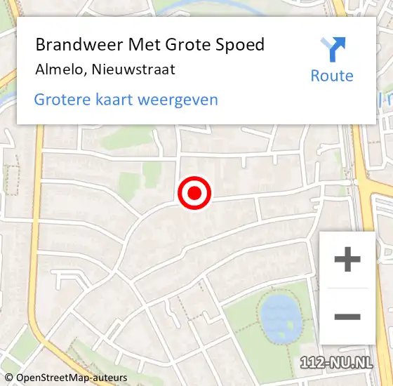 Locatie op kaart van de 112 melding: Brandweer Met Grote Spoed Naar Almelo, Nieuwstraat op 11 juli 2023 00:21