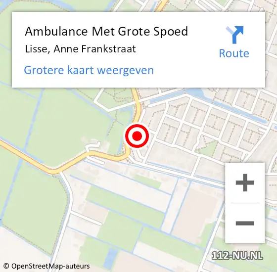 Locatie op kaart van de 112 melding: Ambulance Met Grote Spoed Naar Lisse, Anne Frankstraat op 11 juli 2023 00:24