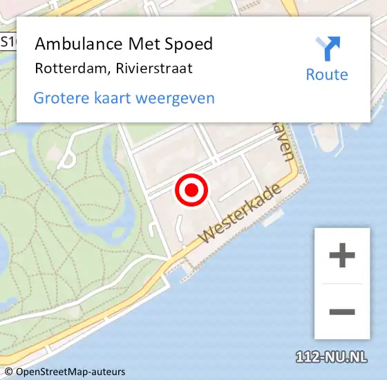 Locatie op kaart van de 112 melding: Ambulance Met Spoed Naar Rotterdam, Rivierstraat op 11 juli 2023 00:33