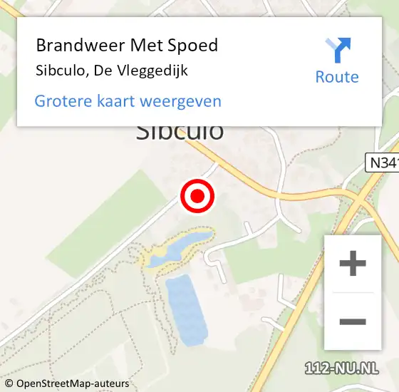 Locatie op kaart van de 112 melding: Brandweer Met Spoed Naar Sibculo, De Vleggedijk op 1 september 2014 10:48