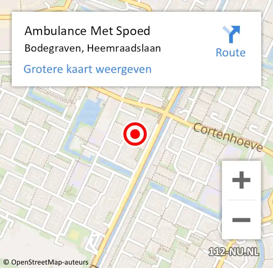 Locatie op kaart van de 112 melding: Ambulance Met Spoed Naar Bodegraven, Heemraadslaan op 11 juli 2023 02:04