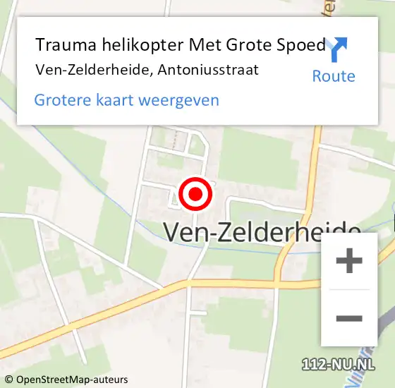 Locatie op kaart van de 112 melding: Trauma helikopter Met Grote Spoed Naar Ven-Zelderheide, Antoniusstraat op 11 juli 2023 03:27