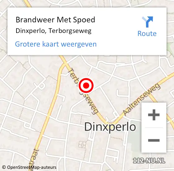 Locatie op kaart van de 112 melding: Brandweer Met Spoed Naar Dinxperlo, Terborgseweg op 11 juli 2023 05:33