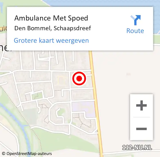 Locatie op kaart van de 112 melding: Ambulance Met Spoed Naar Den Bommel, Schaapsdreef op 11 juli 2023 06:02
