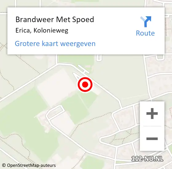 Locatie op kaart van de 112 melding: Brandweer Met Spoed Naar Erica, Kolonieweg op 11 juli 2023 06:51