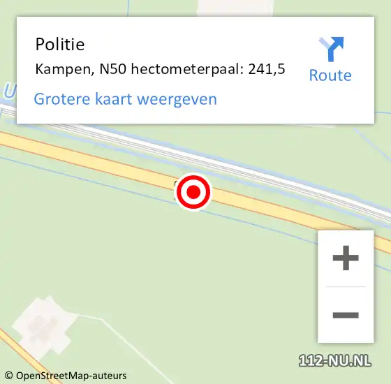 Locatie op kaart van de 112 melding: Politie Kampen, N50 hectometerpaal: 241,5 op 11 juli 2023 07:39