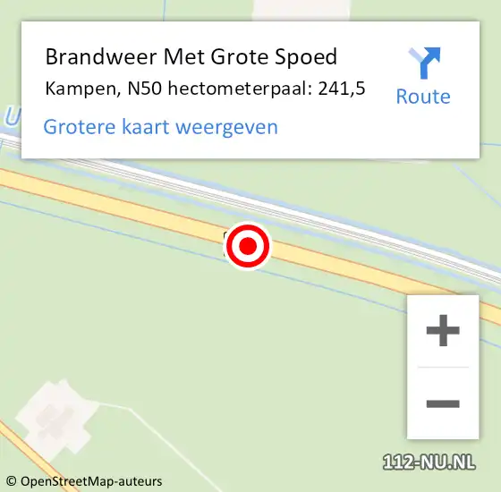 Locatie op kaart van de 112 melding: Brandweer Met Grote Spoed Naar Kampen, N50 hectometerpaal: 241,5 op 11 juli 2023 07:39