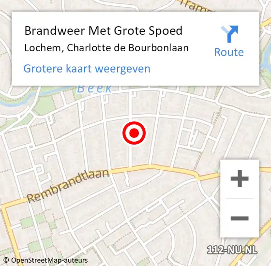 Locatie op kaart van de 112 melding: Brandweer Met Grote Spoed Naar Lochem, Charlotte de Bourbonlaan op 11 juli 2023 08:05