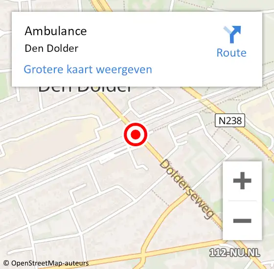 Locatie op kaart van de 112 melding: Ambulance Den Dolder op 13 oktober 2013 10:51