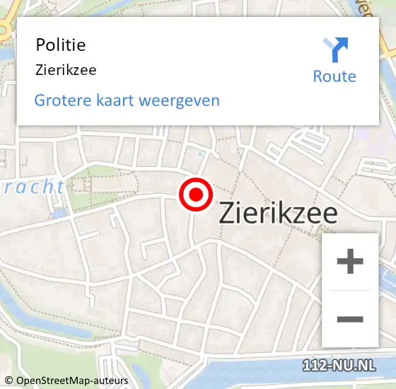 Locatie op kaart van de 112 melding: Politie Zierikzee op 1 september 2014 11:09