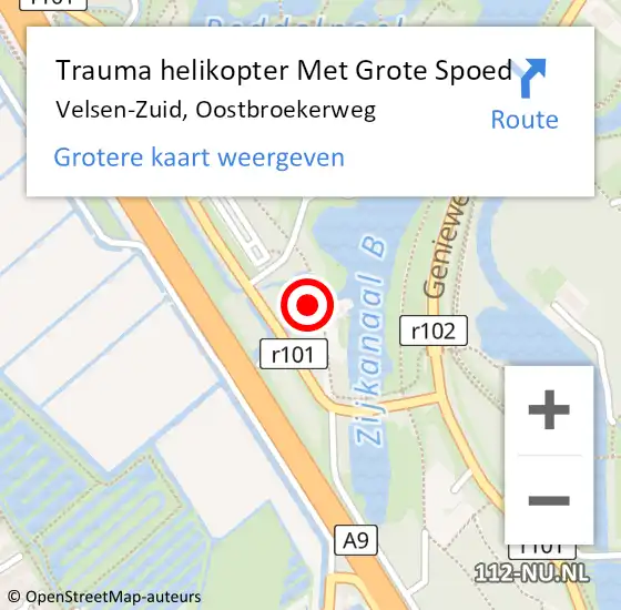 Locatie op kaart van de 112 melding: Trauma helikopter Met Grote Spoed Naar Velsen-Zuid, Oostbroekerweg op 11 juli 2023 08:40