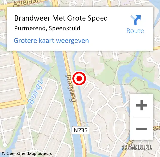 Locatie op kaart van de 112 melding: Brandweer Met Grote Spoed Naar Purmerend, Speenkruid op 11 juli 2023 08:45