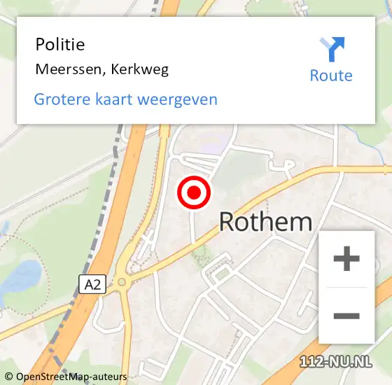 Locatie op kaart van de 112 melding: Politie Meerssen, Kerkweg op 11 juli 2023 09:45