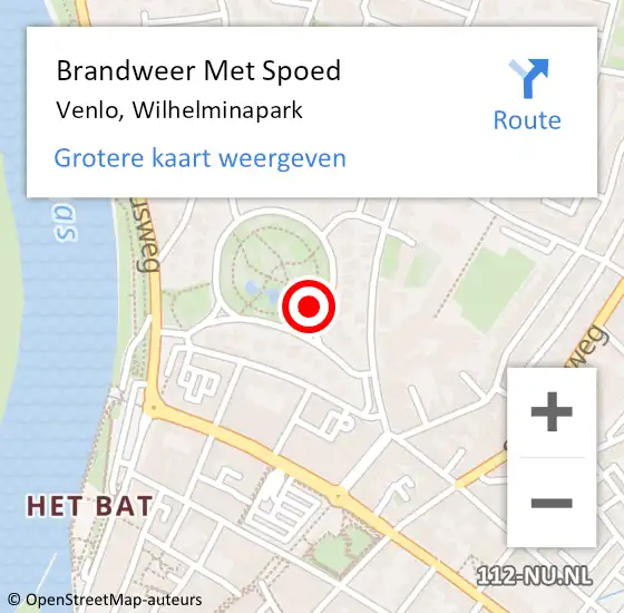 Locatie op kaart van de 112 melding: Brandweer Met Spoed Naar Venlo, Wilhelminapark op 11 juli 2023 10:10
