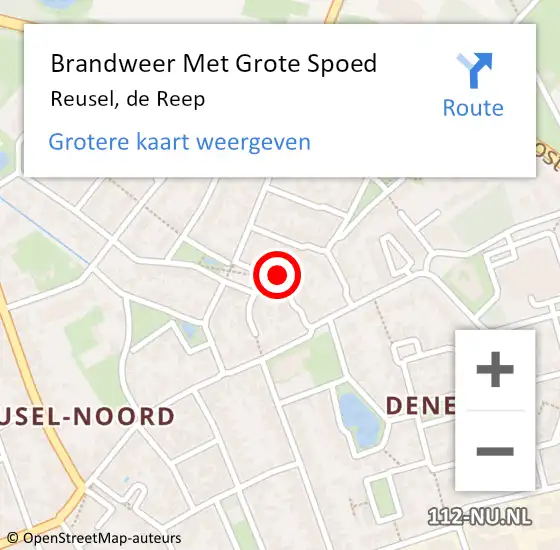 Locatie op kaart van de 112 melding: Brandweer Met Grote Spoed Naar Reusel, de Reep op 11 juli 2023 10:12