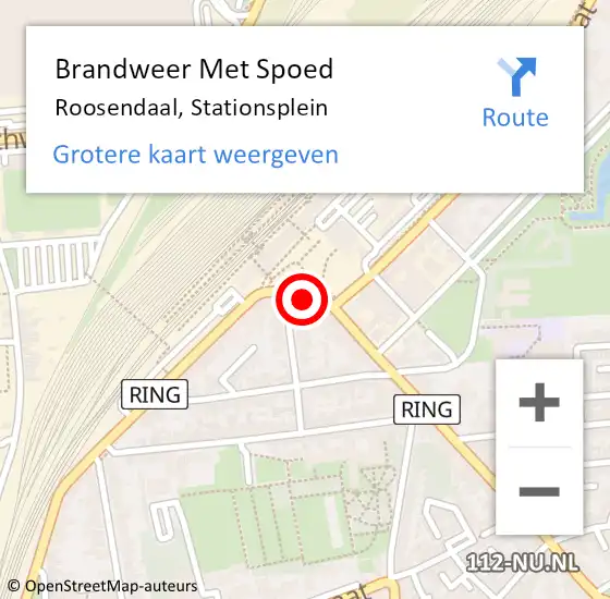 Locatie op kaart van de 112 melding: Brandweer Met Spoed Naar Roosendaal, Stationsplein op 11 juli 2023 10:14