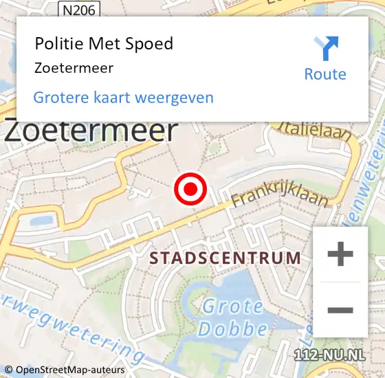 Locatie op kaart van de 112 melding: Politie Met Spoed Naar Zoetermeer op 11 juli 2023 10:30