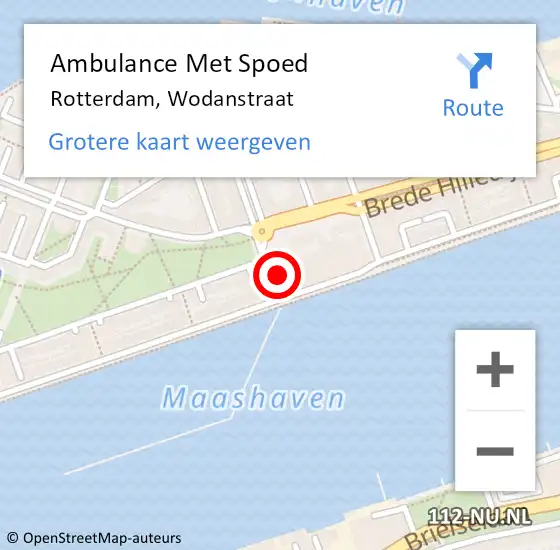 Locatie op kaart van de 112 melding: Ambulance Met Spoed Naar Rotterdam, Wodanstraat op 11 juli 2023 10:47