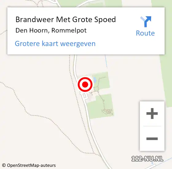 Locatie op kaart van de 112 melding: Brandweer Met Grote Spoed Naar Den Hoorn, Rommelpot op 11 juli 2023 11:01
