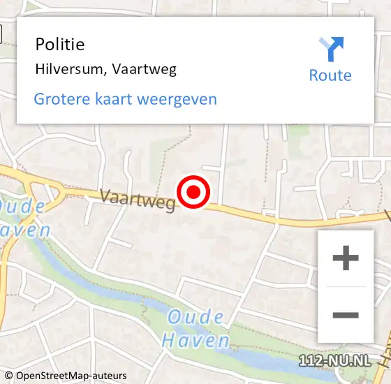 Locatie op kaart van de 112 melding: Politie Hilversum, Vaartweg op 11 juli 2023 11:08