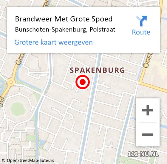 Locatie op kaart van de 112 melding: Brandweer Met Grote Spoed Naar Bunschoten-Spakenburg, Polstraat op 11 juli 2023 11:11