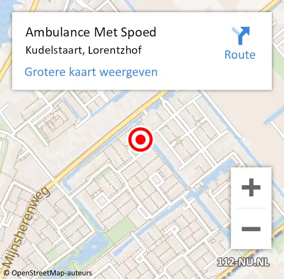 Locatie op kaart van de 112 melding: Ambulance Met Spoed Naar Kudelstaart, Lorentzhof op 11 juli 2023 11:14