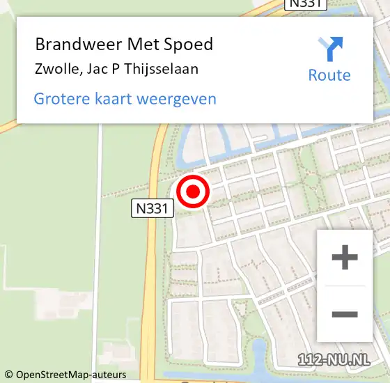 Locatie op kaart van de 112 melding: Brandweer Met Spoed Naar Zwolle, Jac P Thijsselaan op 11 juli 2023 11:18