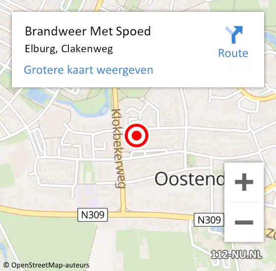 Locatie op kaart van de 112 melding: Brandweer Met Spoed Naar Elburg, Clakenweg op 11 juli 2023 11:44