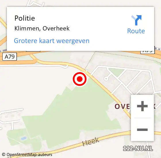 Locatie op kaart van de 112 melding: Politie Klimmen, Overheek op 11 juli 2023 11:45