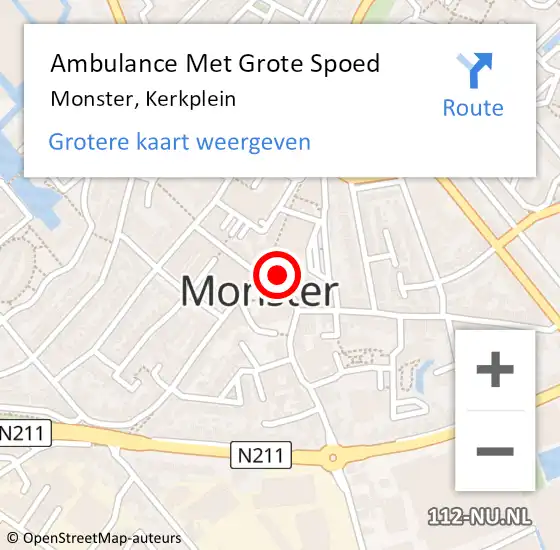 Locatie op kaart van de 112 melding: Ambulance Met Grote Spoed Naar Monster, Kerkplein op 11 juli 2023 11:46