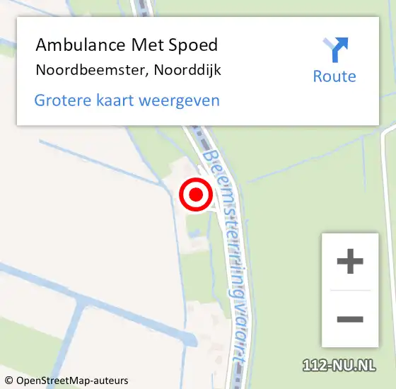 Locatie op kaart van de 112 melding: Ambulance Met Spoed Naar Noordbeemster, Noorddijk op 11 juli 2023 11:52