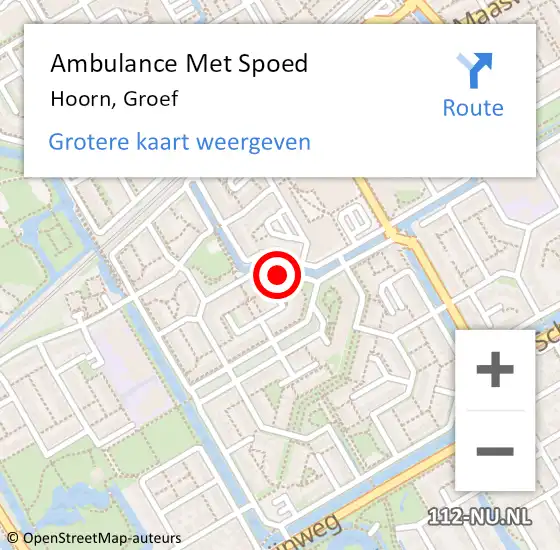 Locatie op kaart van de 112 melding: Ambulance Met Spoed Naar Hoorn, Groef op 11 juli 2023 11:57